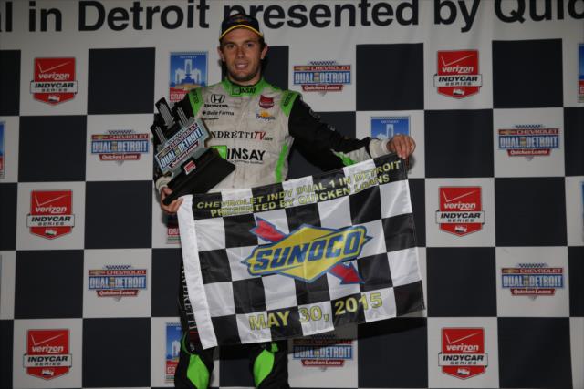 Muñoz ganó en una tormentosa tarde de sábado, en 2015 (FOTO: Chris Jones/INDYCAR)