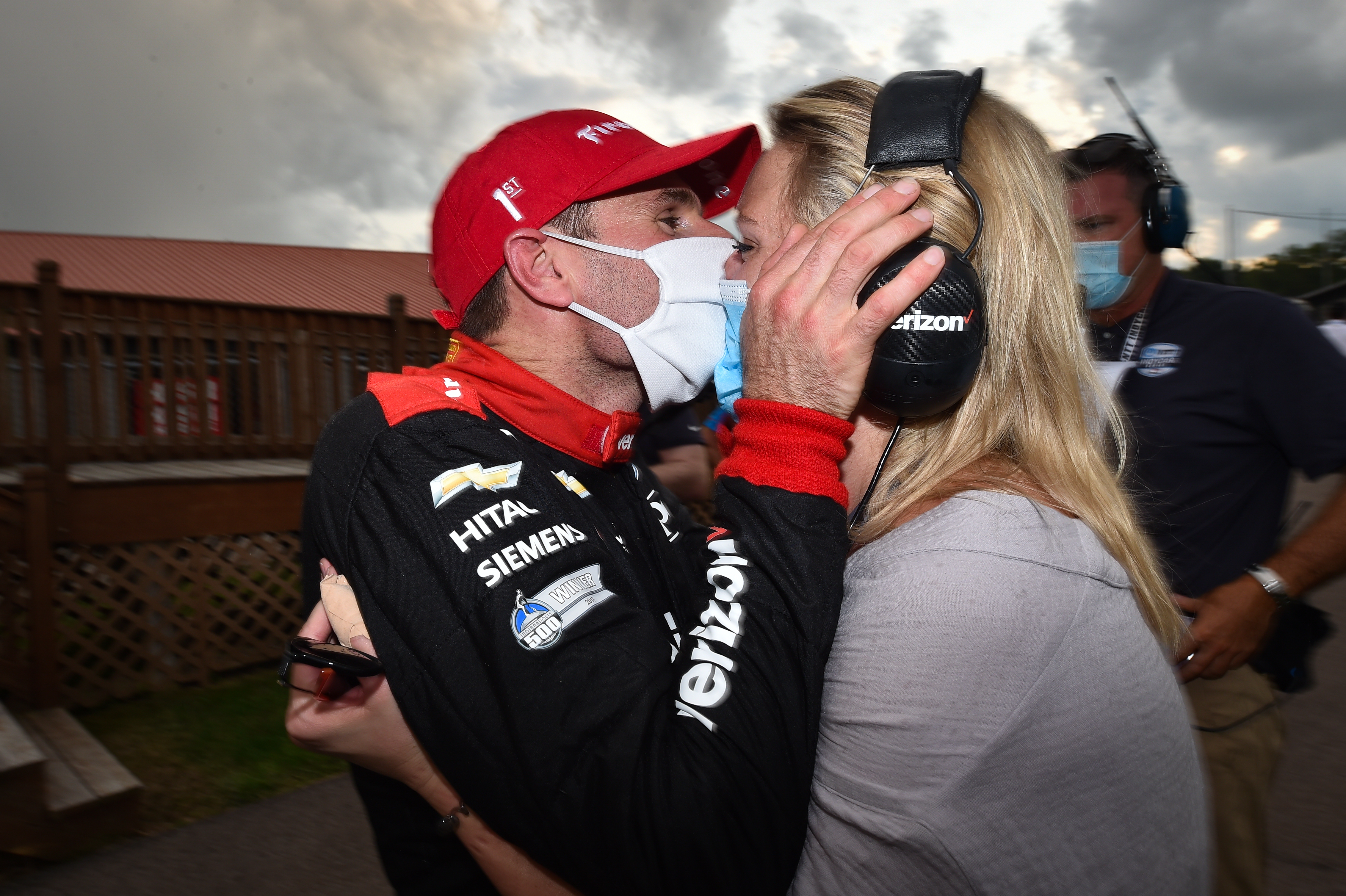 Will and Liz Power celebrate a win in the Honda Indy 200.